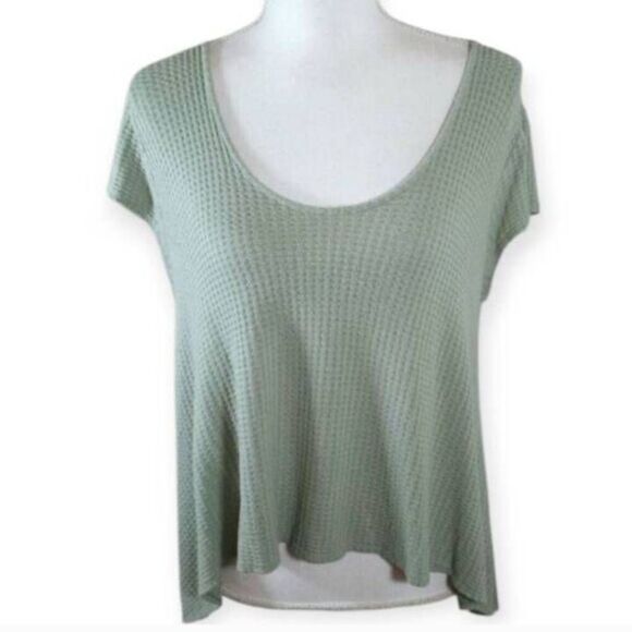 ALYA SEAFOAM GREEN WAFFLE KNIT TOP SZ.M GUC - Picture 2 of 6